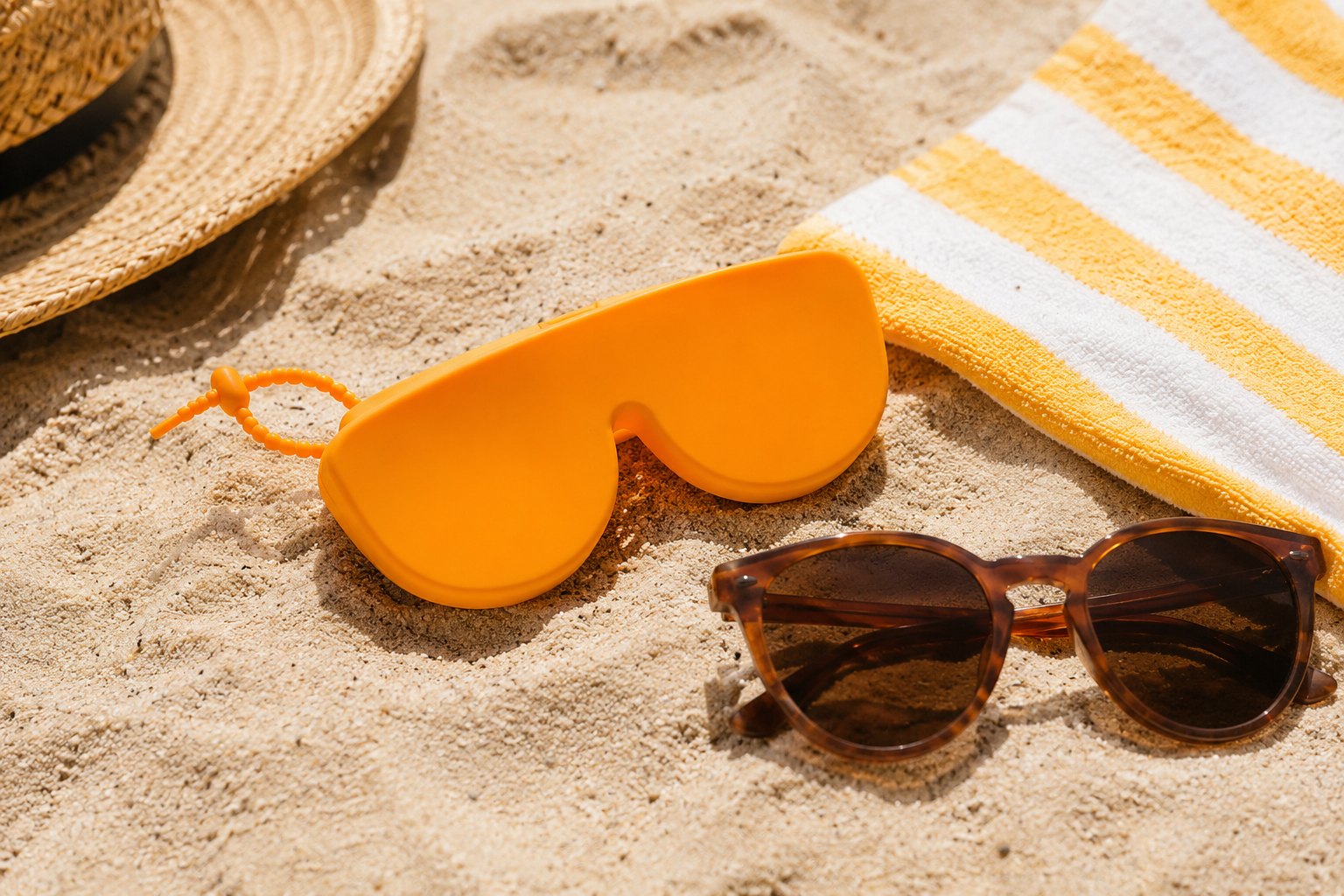 Estuche KIVO naranja en la playa